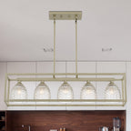 Clear Kitchen Island Five Light Metal Dimmable Chandelier With Clear Shades