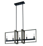 Brown And Black Kitchen Island Five Light Metal Dimmable Chandelier