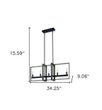 Brown And Black Kitchen Island Five Light Metal Dimmable Chandelier