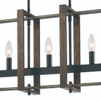 Brown And Black Kitchen Island Five Light Metal Dimmable Chandelier