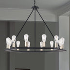 Black And Gold Candle Style Twelve Light Metal Dimmable Chandelier