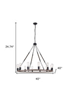 Brown And Black Candle Style Twelve Light Metal Dimmable Chandelier