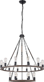Brown And Black Candle Style Multi Light Metal Dimmable Chandelier