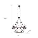Brown And Black Candle Style Multi Light Metal Dimmable Chandelier