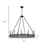 Black And Gold Candle Style Twelve Light Metal Dimmable Chandelier