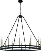 Black And Gold Candle Style Twelve Light Metal Dimmable Chandelier