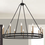 Black And Gold Candle Style Twelve Light Metal Dimmable Chandelier
