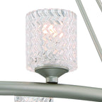 Silver Shaded Ten Light Metal Dimmable Chandelier With White Shades