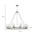 Silver Shaded Ten Light Metal Dimmable Chandelier With White Shades