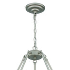 Silver Shaded Ten Light Metal Dimmable Chandelier With White Shades