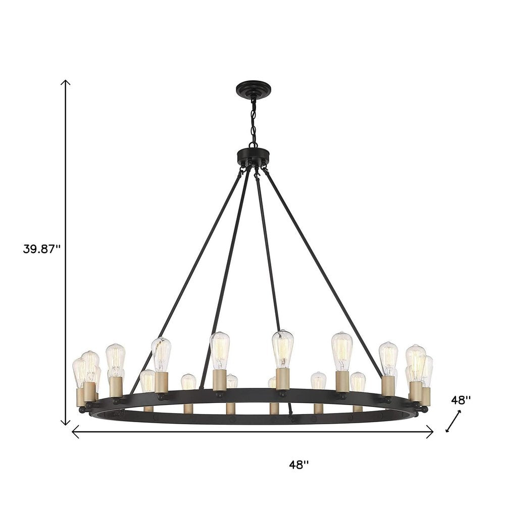 Black And Gold Candle Style Multi Light Metal Dimmable Chandelier