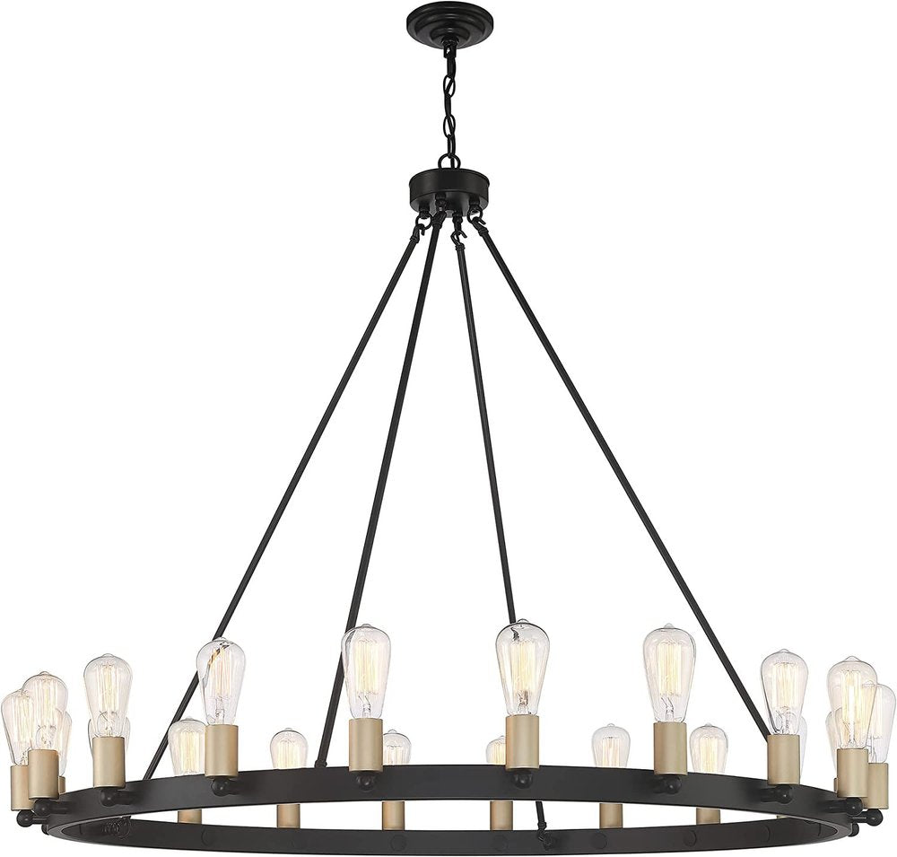 Black And Gold Candle Style Multi Light Metal Dimmable Chandelier