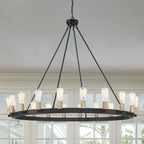Black And Gold Candle Style Multi Light Metal Dimmable Chandelier