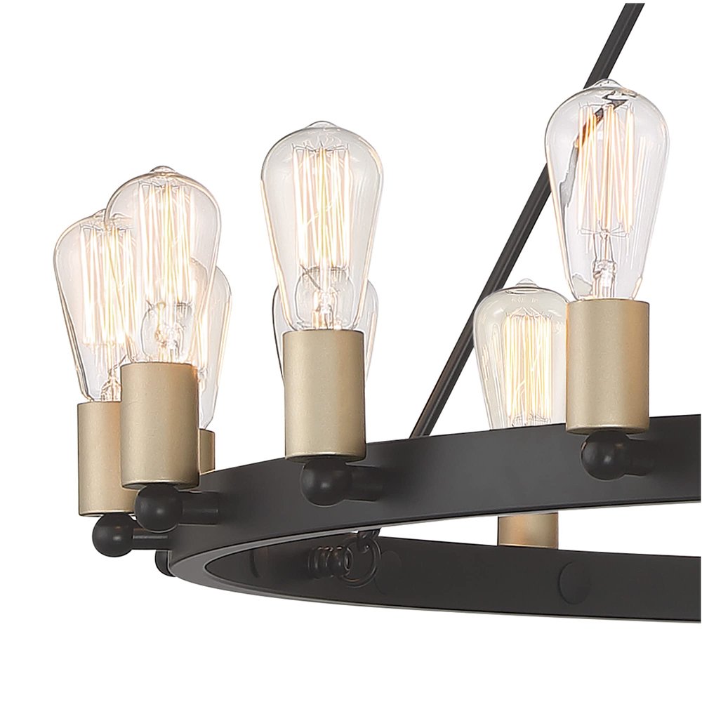 Black And Gold Candle Style Multi Light Metal Dimmable Chandelier