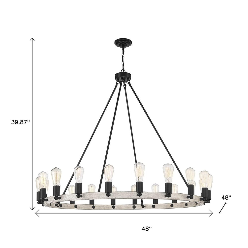 Black And Gray Candle Style Multi Light Metal Dimmable Chandelier