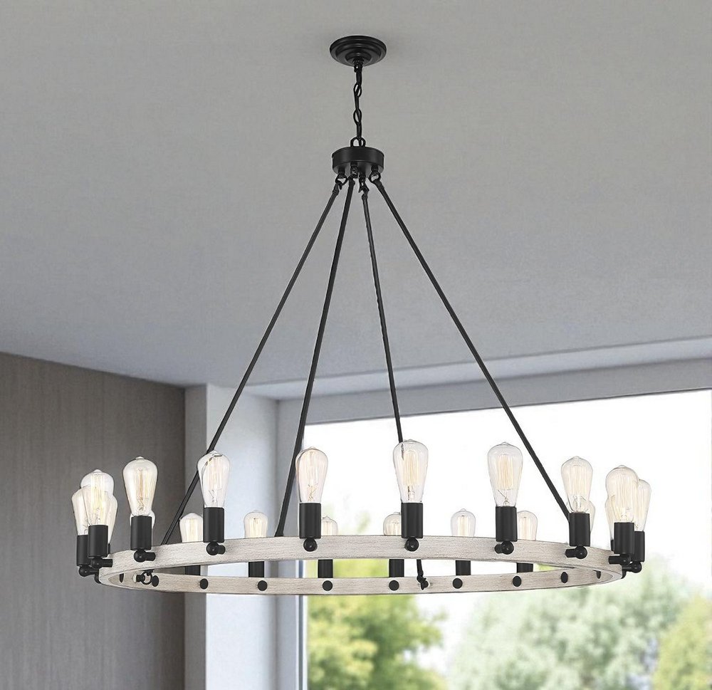 Black And Gray Candle Style Multi Light Metal Dimmable Chandelier