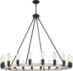 Black And Gray Candle Style Multi Light Metal Dimmable Chandelier