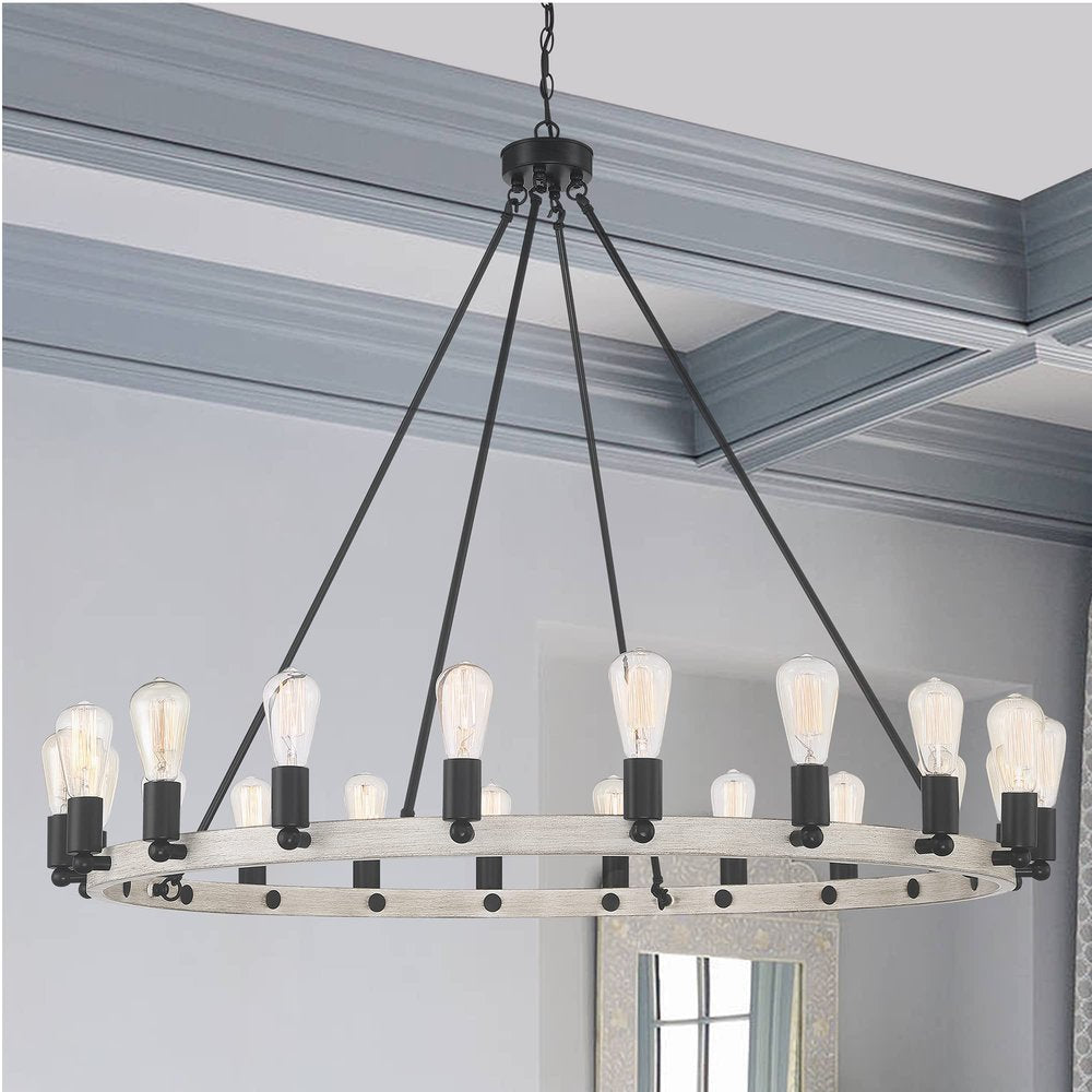 Black And Gray Candle Style Multi Light Metal Dimmable Chandelier