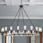 Black And Gray Candle Style Multi Light Metal Dimmable Chandelier