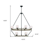 Black Candle Style Twelve Light Metal Dimmable Chandelier With White Shades
