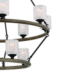 Black Candle Style Twelve Light Metal Dimmable Chandelier With White Shades