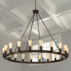 Bronze Candle Style Multi Light Metal Dimmable Chandelier