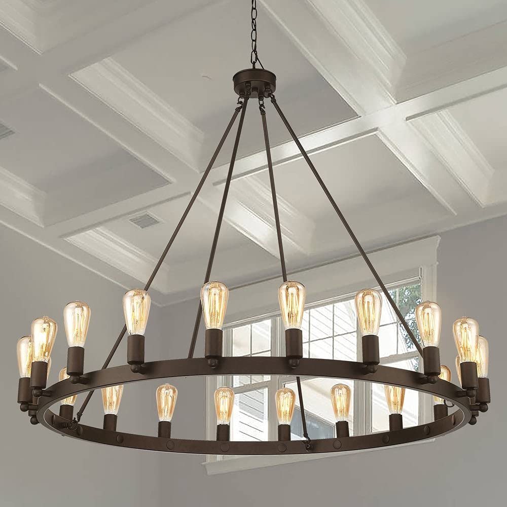 Bronze Candle Style Multi Light Metal Dimmable Chandelier