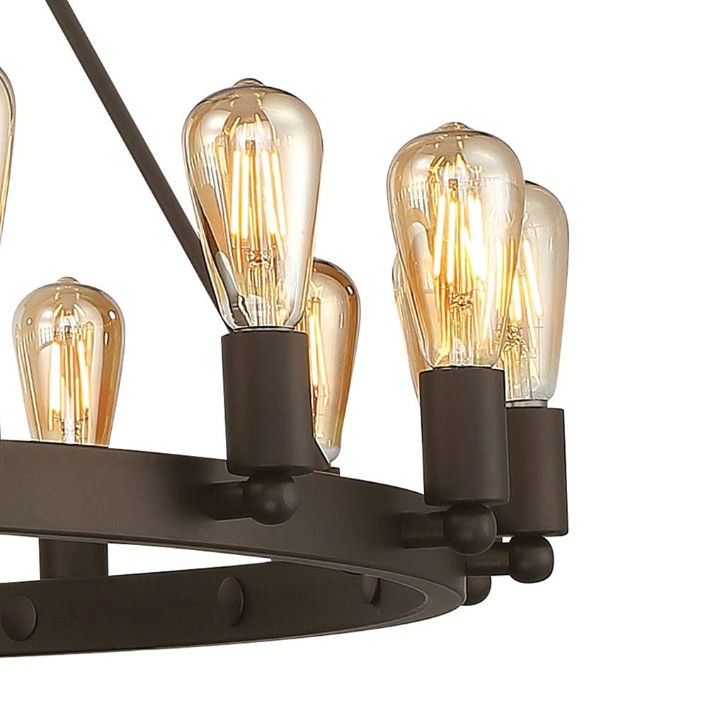 Bronze Candle Style Multi Light Metal Dimmable Chandelier