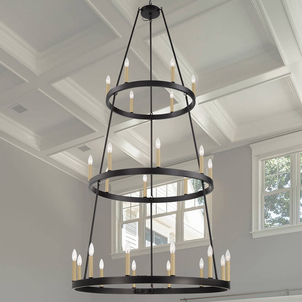 Black Candle Style Multi Light Metal Dimmable Chandelier
