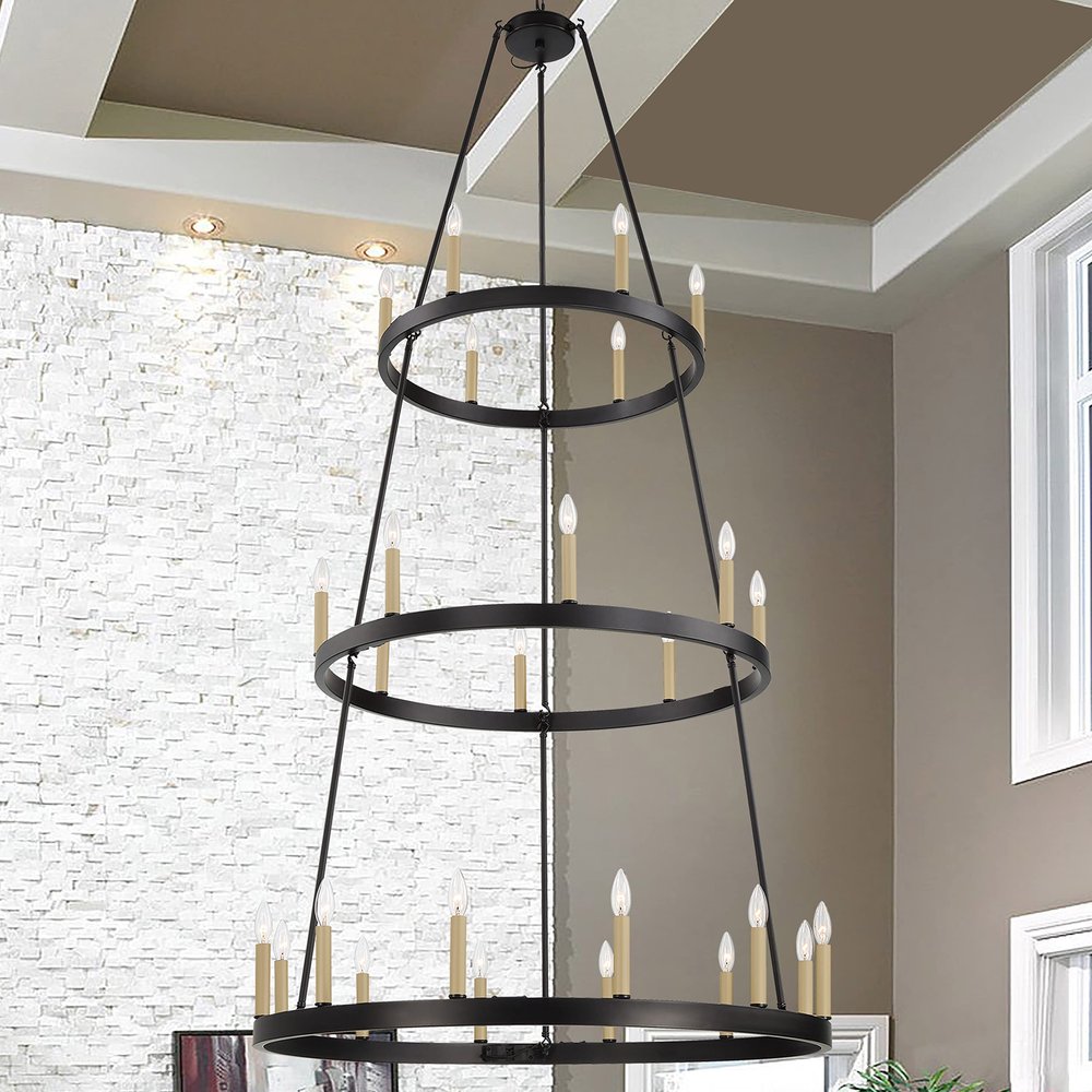 Black Candle Style Multi Light Metal Dimmable Chandelier