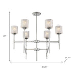 Silver Candle Style Six Light Metal Dimmable Chandelier With Clear Shades