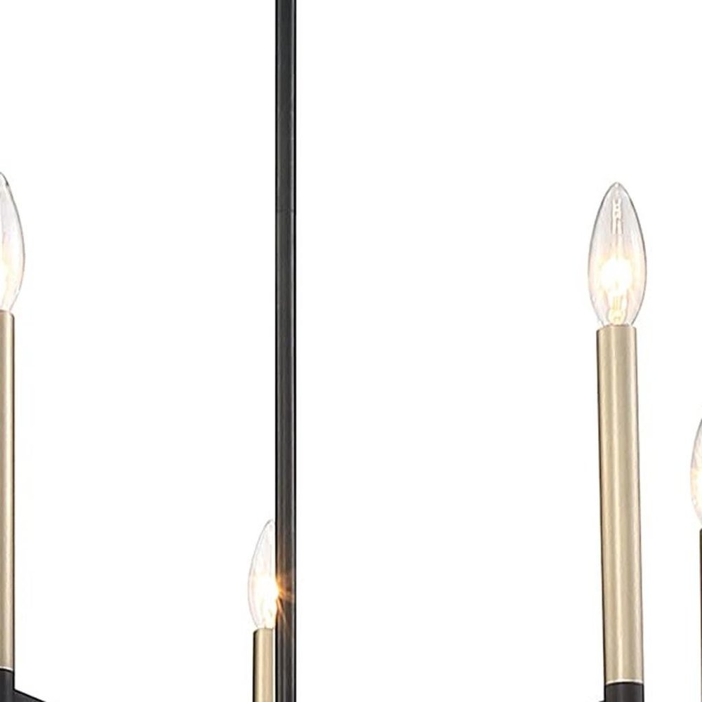Black And Gold Candle Style Five Light Metal Dimmable Chandelier