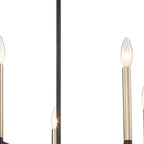 Black And Gold Candle Style Five Light Metal Dimmable Chandelier