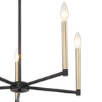 Black And Gold Candle Style Five Light Metal Dimmable Chandelier
