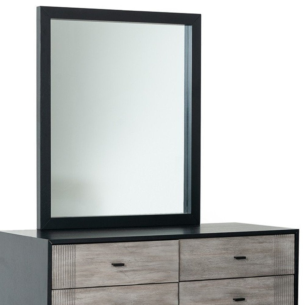 40" Black Wood Framed Dresser Mirror