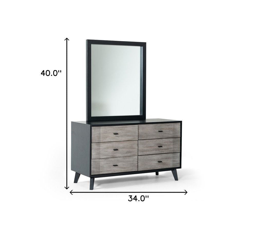 40" Black Wood Framed Dresser Mirror