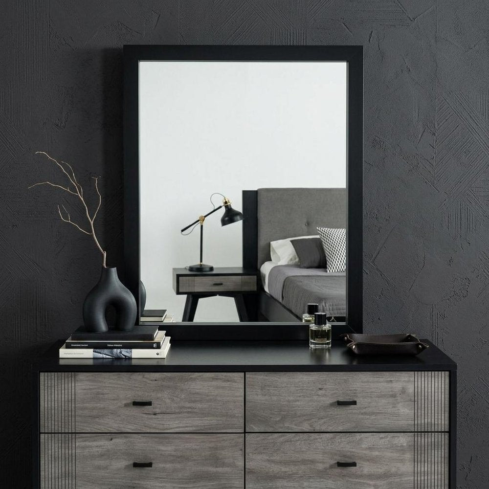 40" Black Wood Framed Dresser Mirror