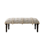 47" Cream And Black Leg Abstract Stripe and Dot Upholstery Bench
