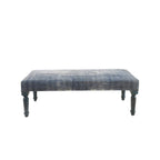 47" Blue And Cream Abstract Design Blue Leg Upholstered Bench