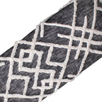 47" Gray And White Geometric Cotton Upholstered Distressed Bench
