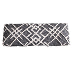 47" Gray And White Geometric Cotton Upholstered Distressed Bench