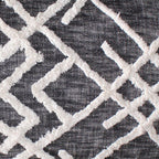 47" Gray And White Geometric Cotton Upholstered Distressed Bench
