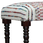 47" Ivory Red and Pink Black Leg Chevron Stripe Upholstered Bench