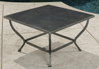 Five Piece Black and Gray Metal Outdoor Patio Set With Table