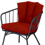 Three Piece Black and Red Metal Two Person Seating Group With Table