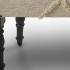 47" Cream and Black Cotton Upholstered Geometric Bench