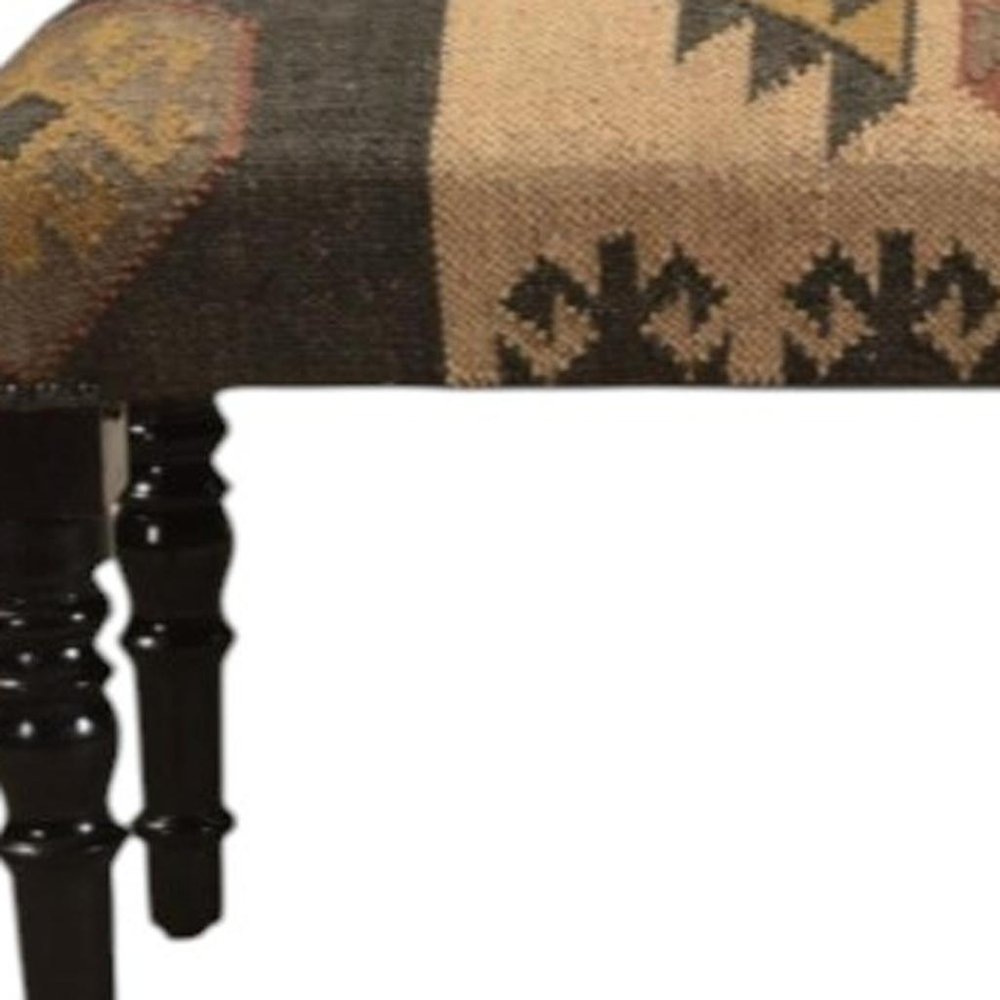 47" Shades of Brown Black Leg Southwest Upholstered Bench