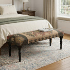 47" Shades of Brown Black Leg Southwest Upholstered Bench