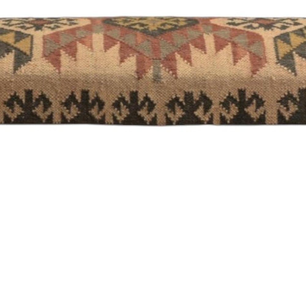 47" Shades of Brown Black Leg Southwest Upholstered Bench