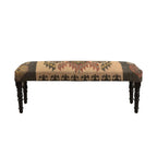 47" Shades of Brown Black Leg Southwest Upholstered Bench